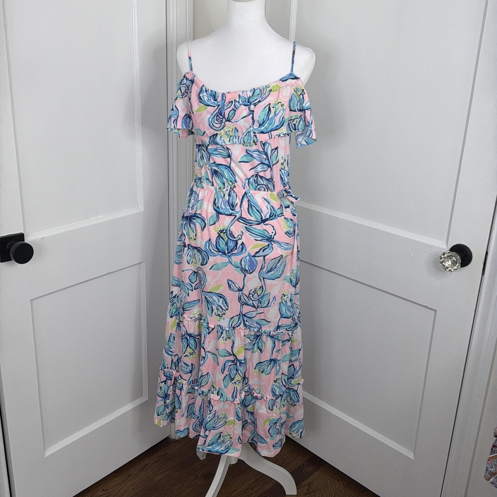 Lilly Pulitzer Maxi Dress Size XL 12-14 Cotton Seraphina Sweet Pea Chasing Sun